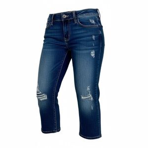 Guess Women’s Capri Distressed Denim Jeans Medium Wash Size 26